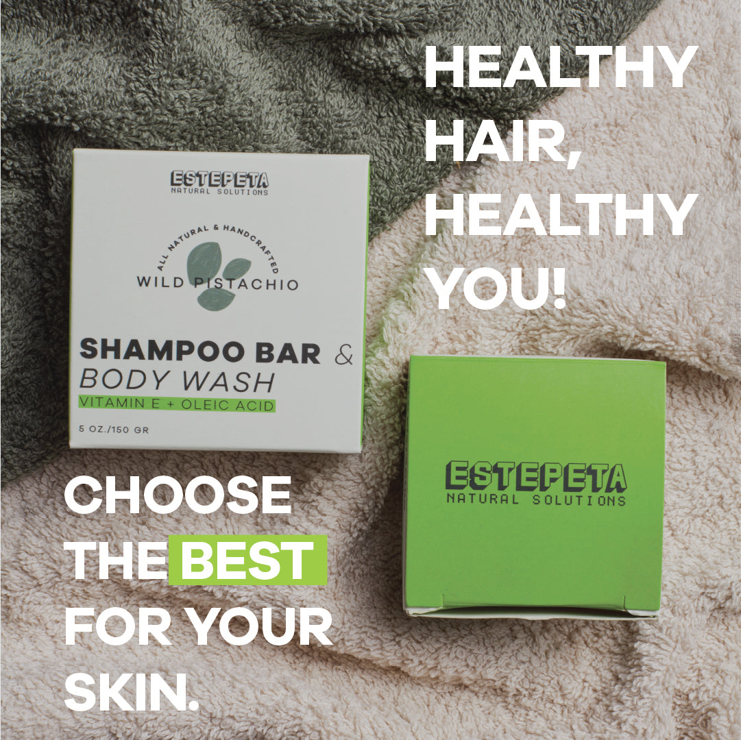ESTEPETA | Shampoo Bar | Natural Hair and Skin Wash | All-in-one Cleanser | Wild Pistachio | 100% Vegan | 5.29oz