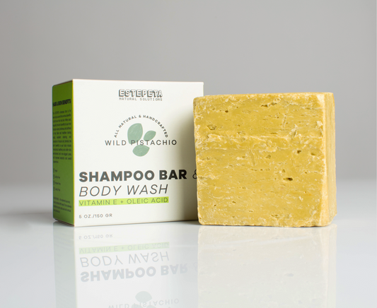 ESTEPETA | Shampoo Bar | Natural Hair and Skin Wash | All-in-one Cleanser | Wild Pistachio | 100% Vegan | 5.29oz